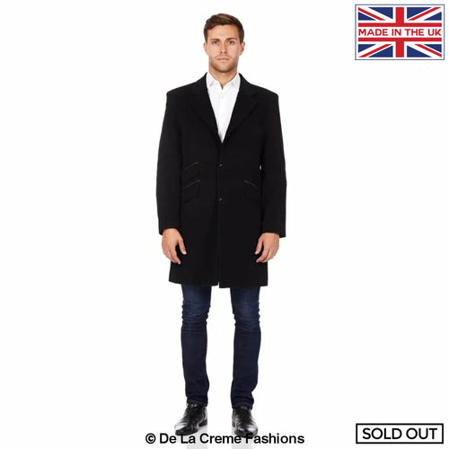 De La Creme MAN - Wool Blend Single Breasted Retro Mod Coat made in UK - Great Hall Collections House