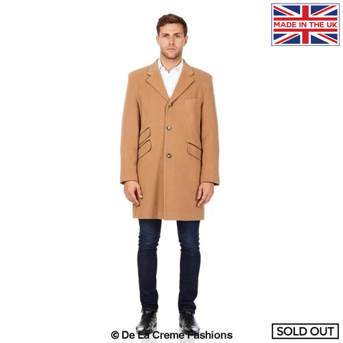 De La Creme MAN - Wool Blend Single Breasted Retro Mod Coat made in UK - Great Hall Collections House