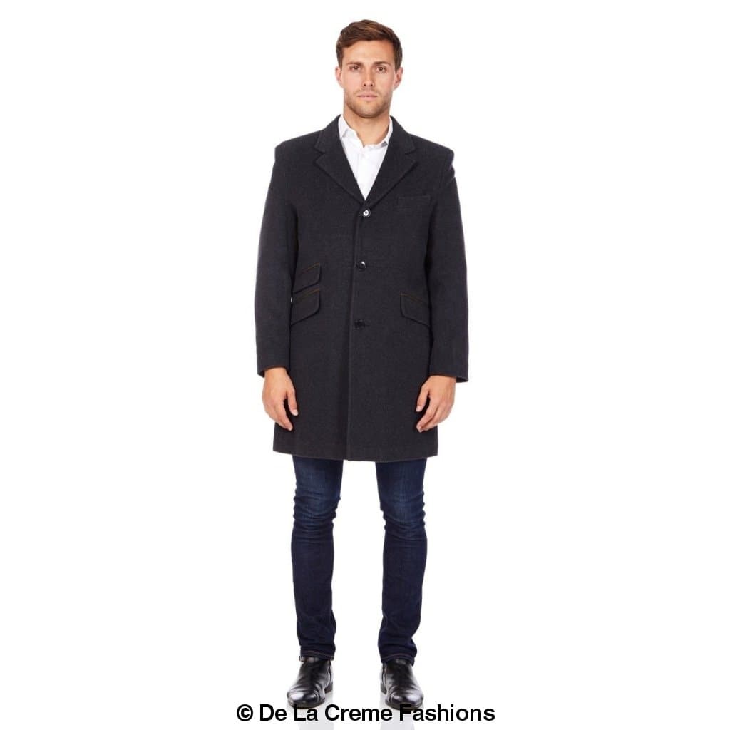 De La Creme MAN - Wool Blend Single Breasted Retro Mod Coat made in UK - Great Hall Collections House