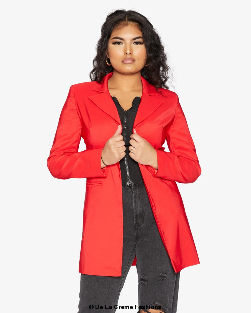 De La Creme Womens Collared Formal Longline Blazer Made in UK - Great Hall Collections House