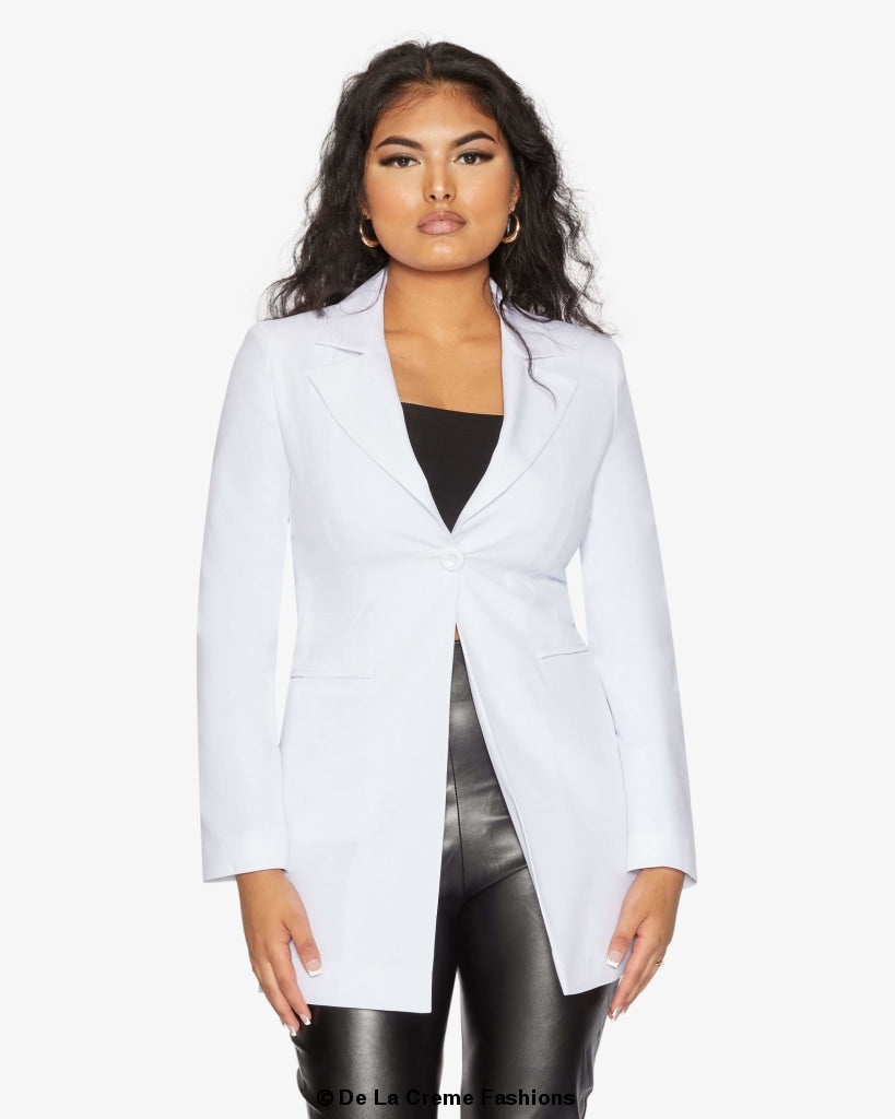 De La Creme Womens Collared Formal Longline Blazer Made in UK - Great Hall Collections House