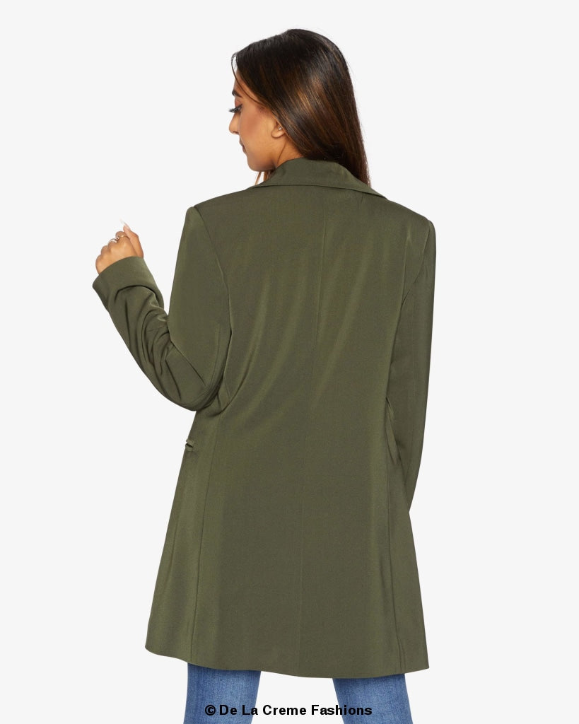 De La Creme Womens Collared Formal Longline Blazer Made in UK - Great Hall Collections House