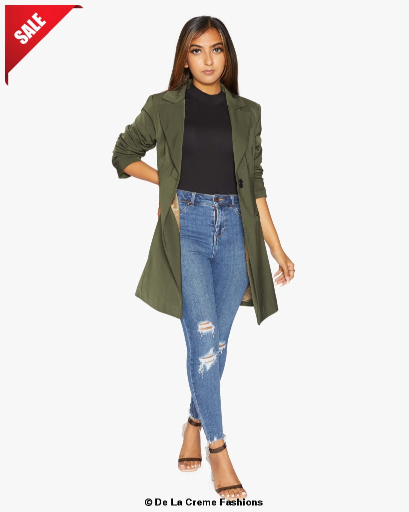 De La Creme Womens Collared Formal Longline Blazer Made in UK - Great Hall Collections House