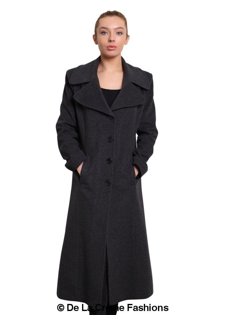 De La Creme - Women's Large Lapel Long Coat made in uk - Great Hall Collections House