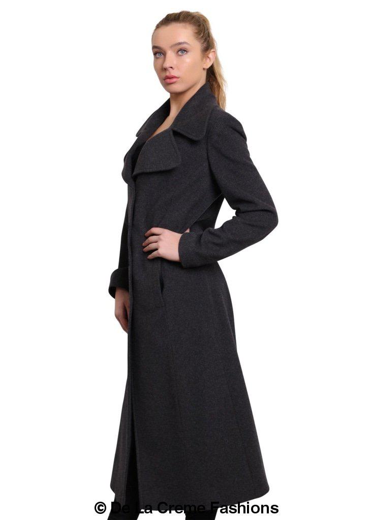 De La Creme - Women's Large Lapel Long Coat made in uk - Great Hall Collections House
