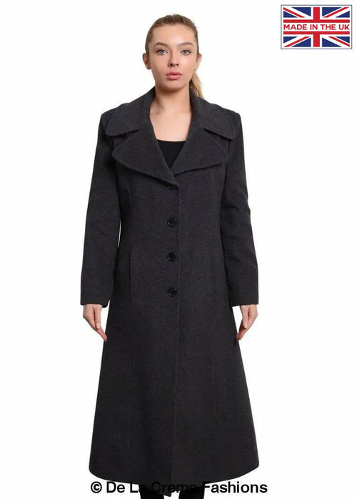De La Creme - Women's Large Lapel Long Coat made in uk - Great Hall Collections House