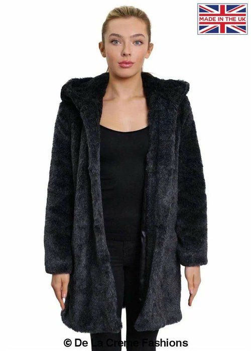 De La Creme - Women's Luxury Faux Fur Jacket Ladies Hooded Winter Coat - Great Hall Collections House
