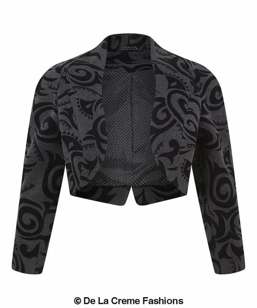 De La Creme - Womens Open Front Bolero Shrug Ladies Tribal Printed made in uk - Great Hall Collections House