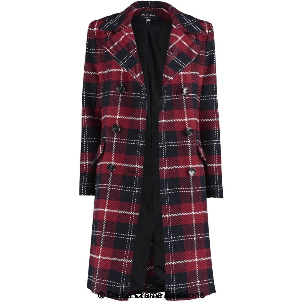Wool Blend Tartan Check Double Breasted Coat made in uk - Great Hall Collections House