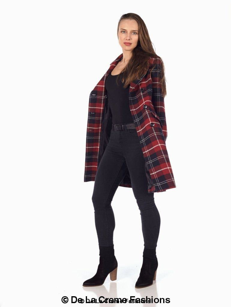 Wool Blend Tartan Check Double Breasted Coat made in uk - Great Hall Collections House