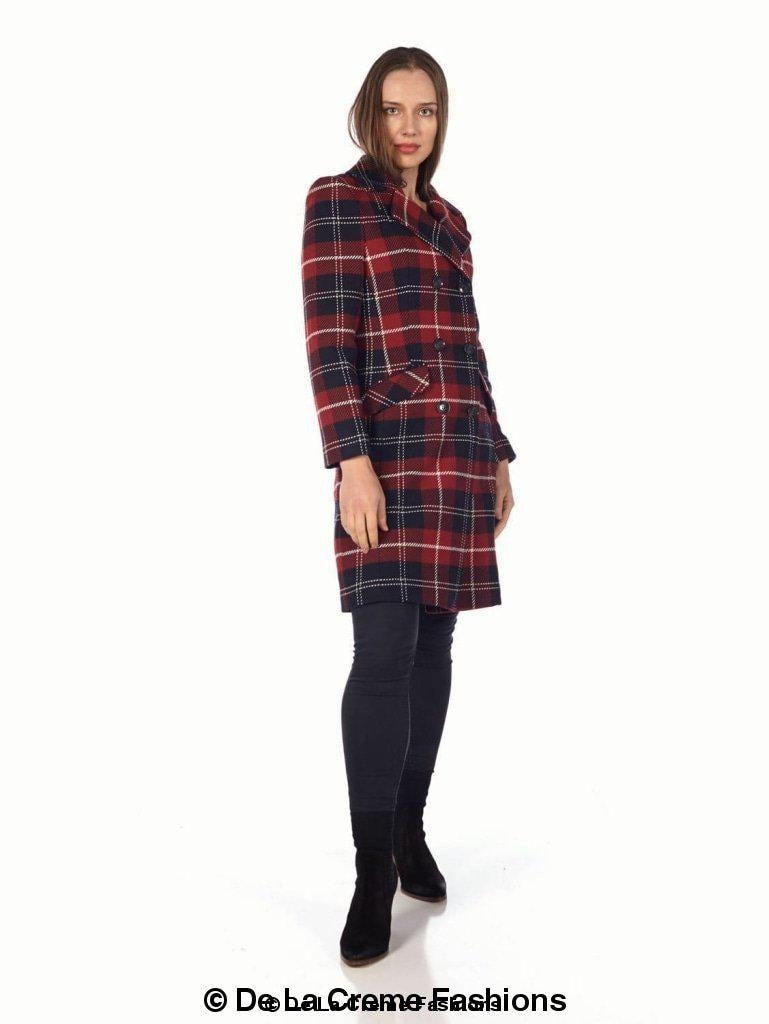 Wool Blend Tartan Check Double Breasted Coat made in uk - Great Hall Collections House