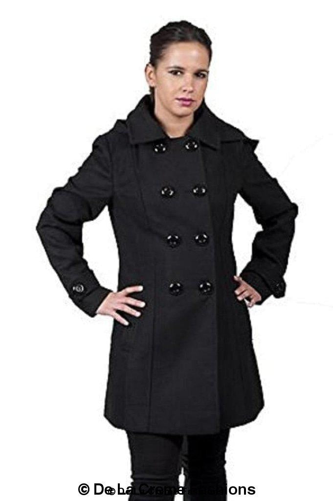 Womens Wool Feel Double Breasted Hooded Coat made in uk - Great Hall Collections House