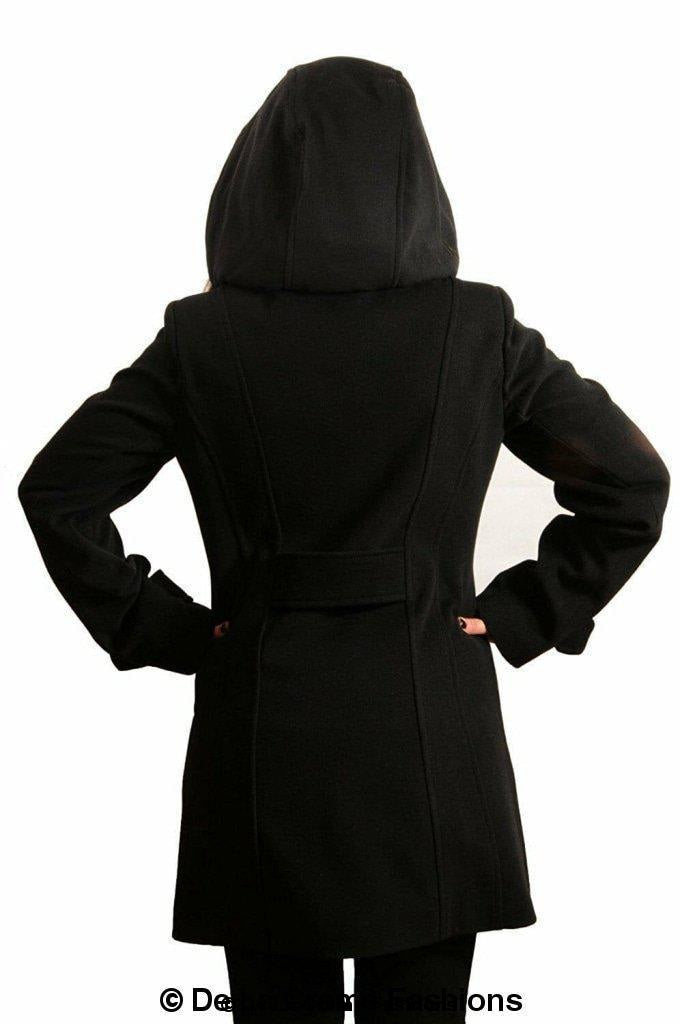 Womens Wool Feel Double Breasted Hooded Coat made in uk - Great Hall Collections House