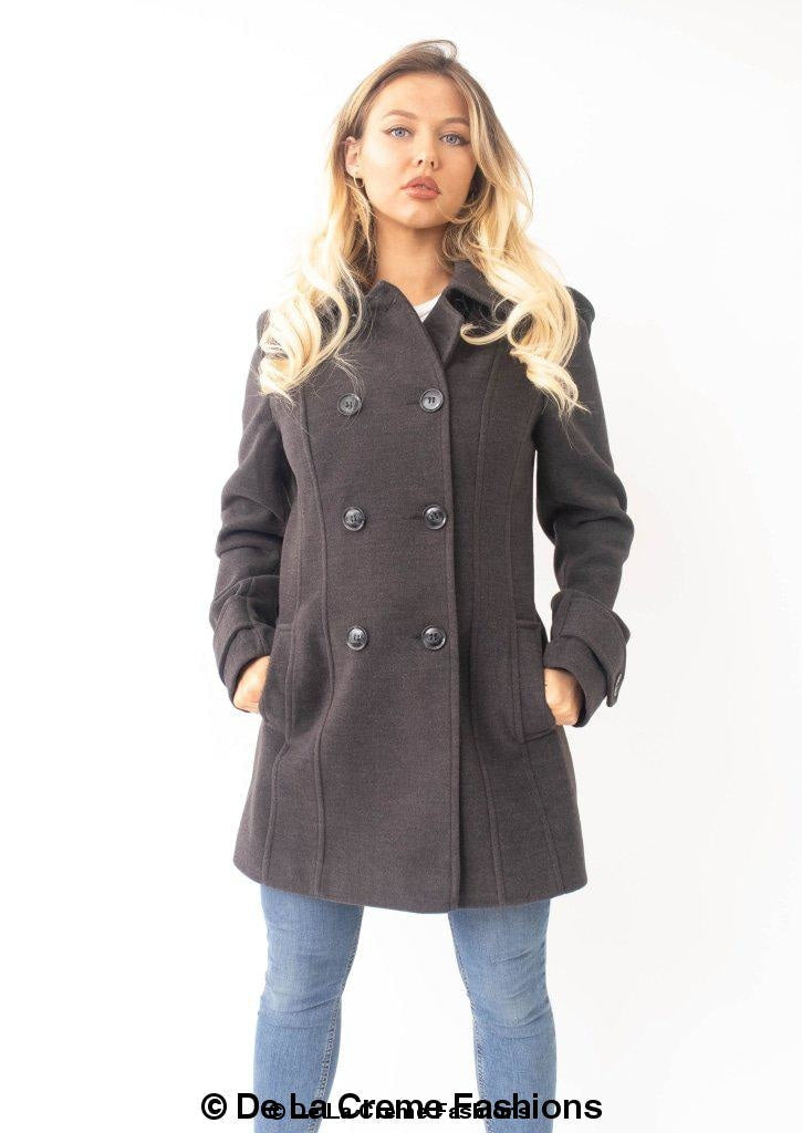 Womens Wool Feel Double Breasted Hooded Coat made in uk - Great Hall Collections House