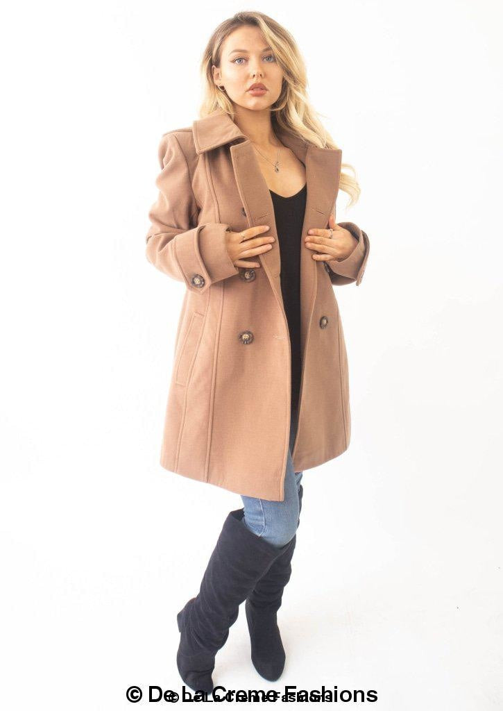 Womens Wool Feel Double Breasted Hooded Coat made in uk - Great Hall Collections House