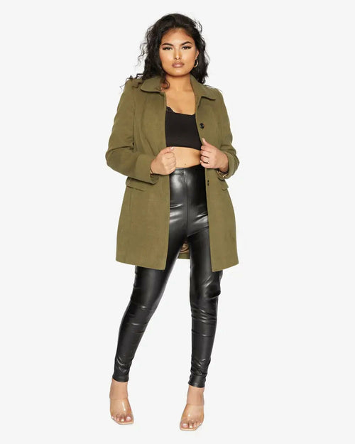 De La Creme Womens Wool Blend Hip Length Covert Coat - Great Hall Collections House