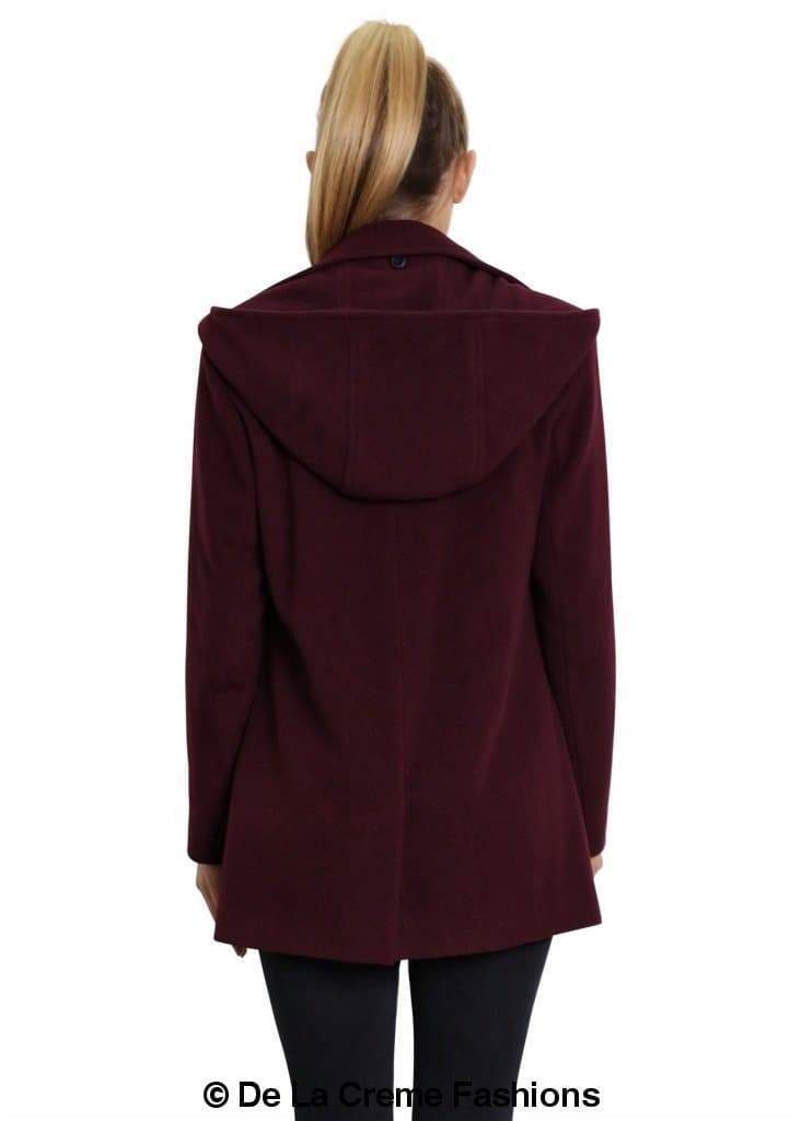 De La Creme Women's Wool Blend Zip Up Hooded Coat (MADE IN UK ) - Great Hall Collections House