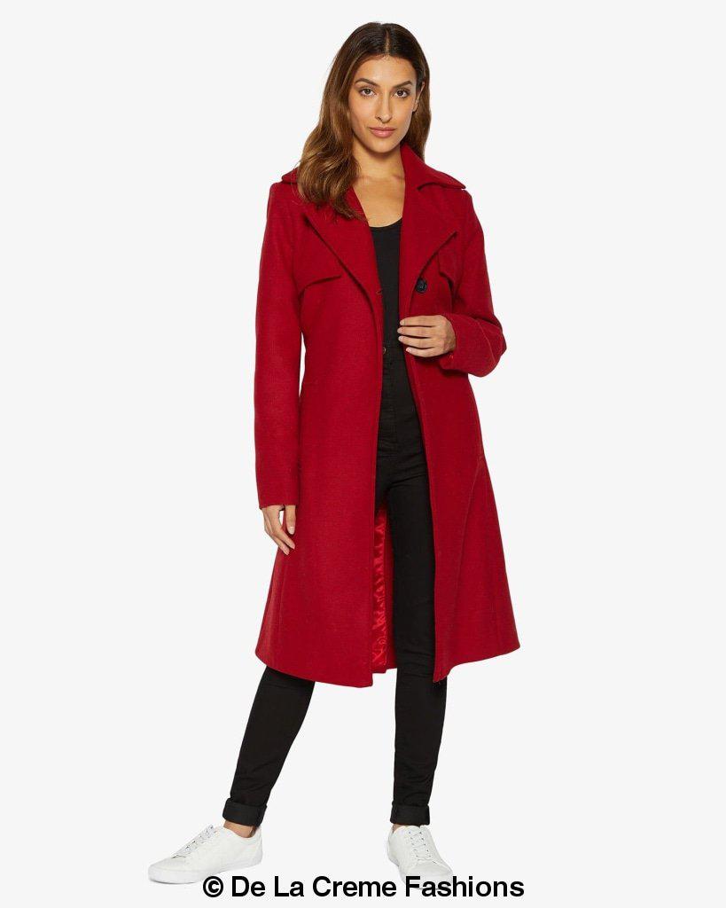 Dina Lapel Collar Duster Coat With Belt made in uk - Great Hall Collections House