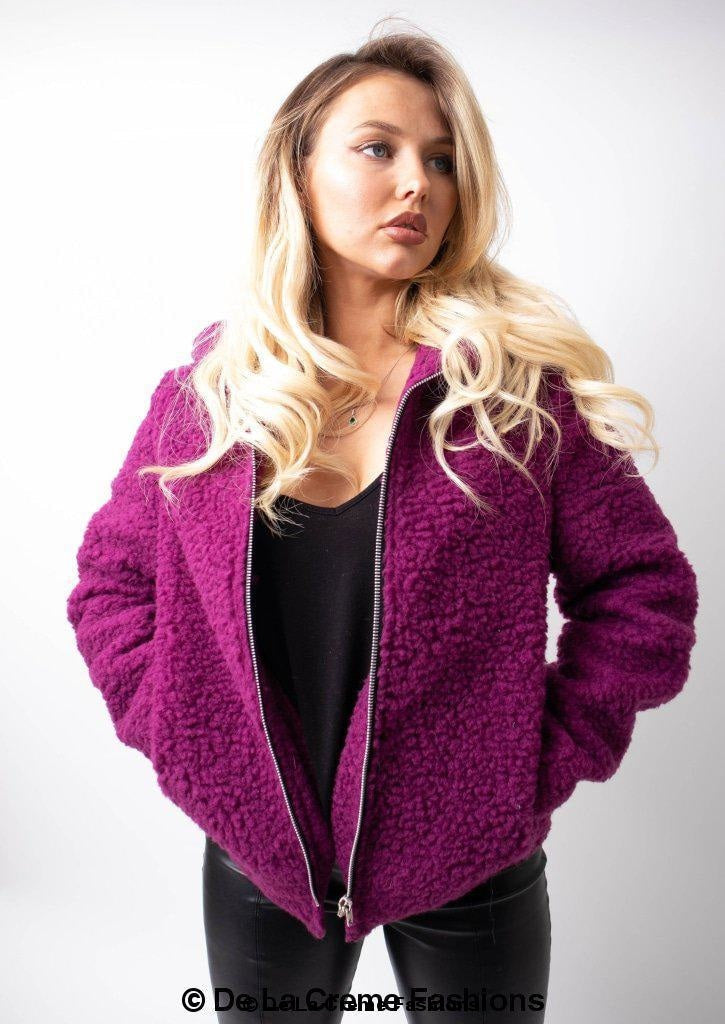 Lauren Zip Up Hooded Borg Teddy Jacket MADE IN UK - Great Hall Collections House