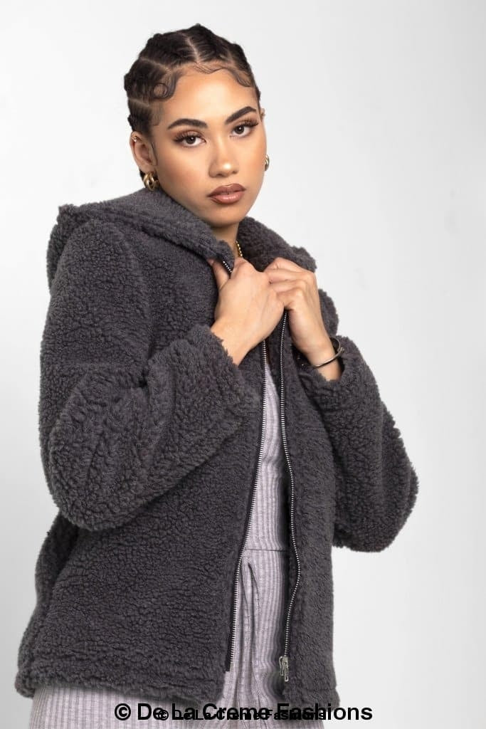 Lauren Zip Up Hooded Borg Teddy Jacket MADE IN UK - Great Hall Collections House