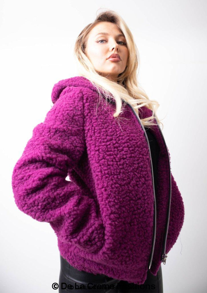 Lauren Zip Up Hooded Borg Teddy Jacket MADE IN UK - Great Hall Collections House