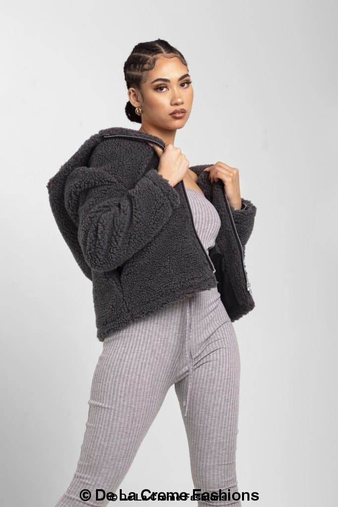 Lauren Zip Up Hooded Borg Teddy Jacket MADE IN UK - Great Hall Collections House