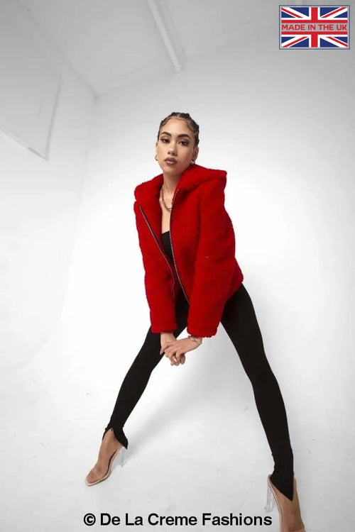 Lauren Zip Up Hooded Borg Teddy Jacket MADE IN UK