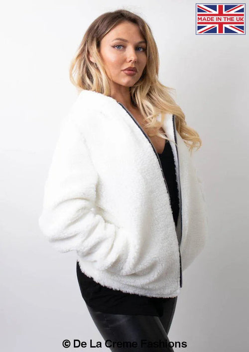 Lauren Zip Up Hooded Borg Teddy Jacket MADE IN UK - Great Hall Collections House