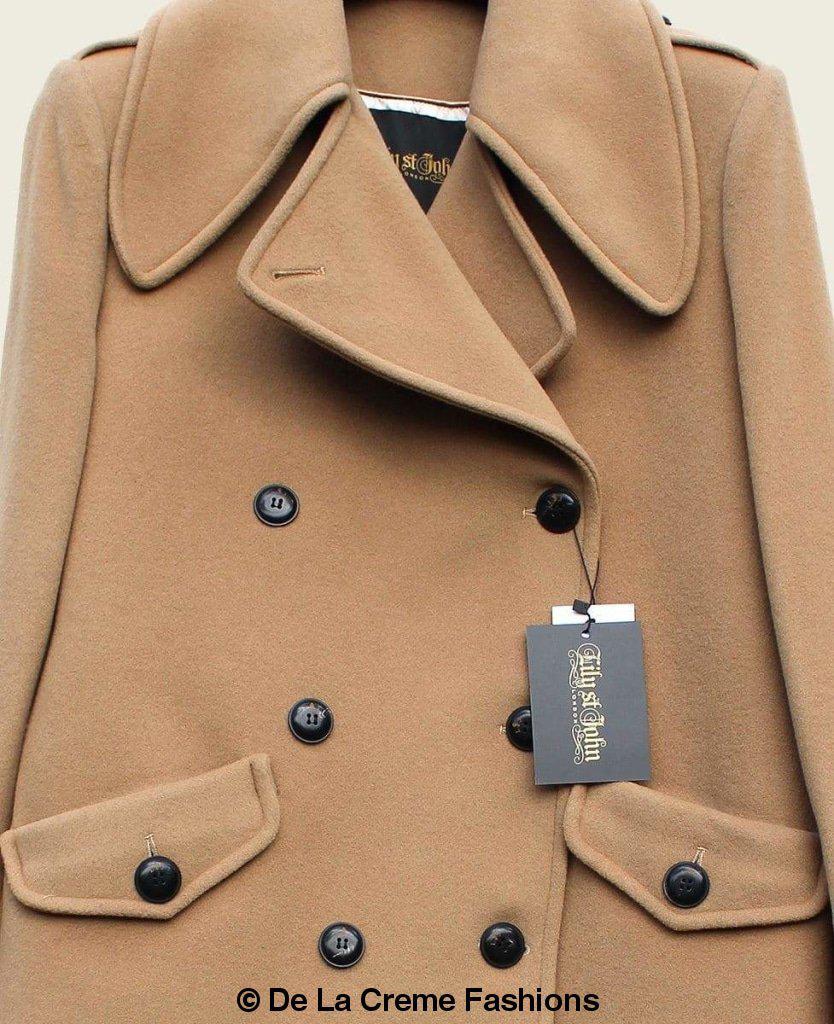 MARQUETTA - Womens Double Breasted Wool & Cashmere Blend Long Coat - Great Hall Collections House
