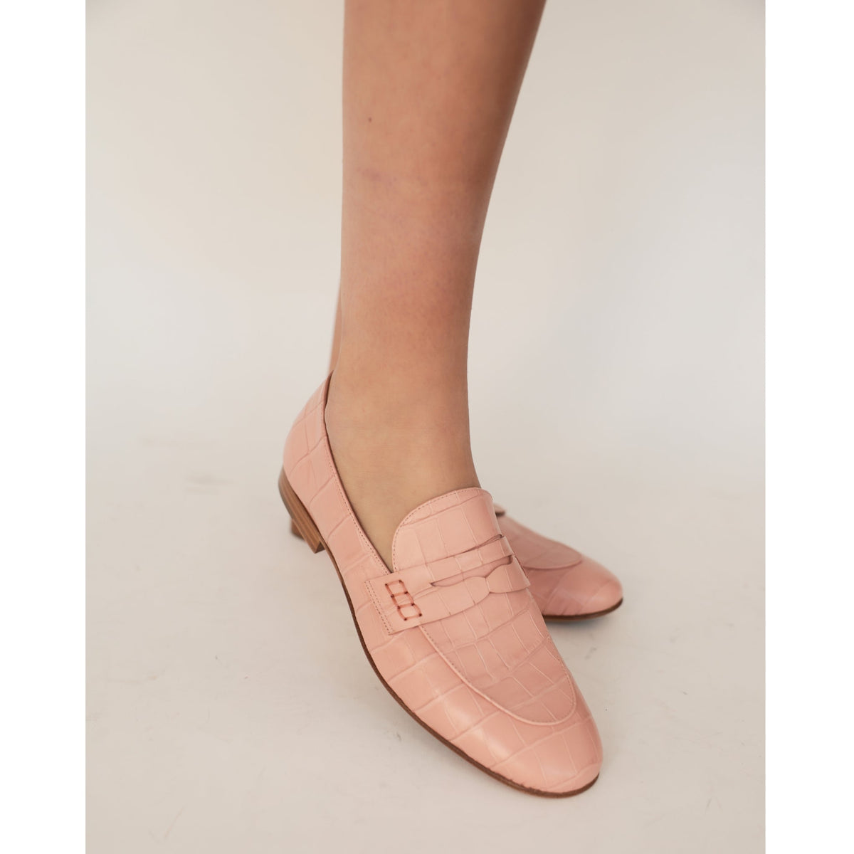 Chocolate Leather Flat Moc Croc Leather Loafer