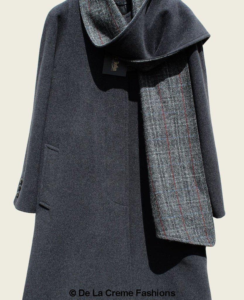 SCARPIA - Wool & Cashmere Overcoat With Scarf Detail made in uk - Great Hall Collections House