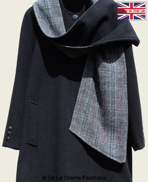 SCARPIA - Wool & Cashmere Overcoat With Scarf Detail made in uk - Great Hall Collections House