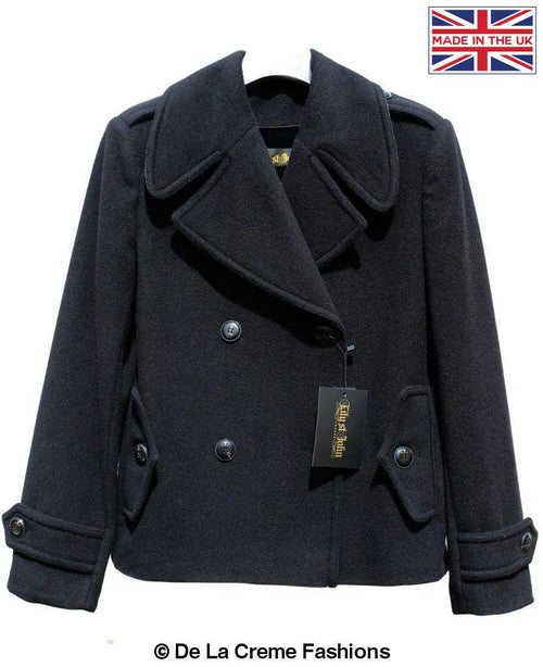 Tailored Harris Tweed Contrast Short Pea Coat (MACKENZIE) (MADE IN THE UK) - Great Hall Collections House