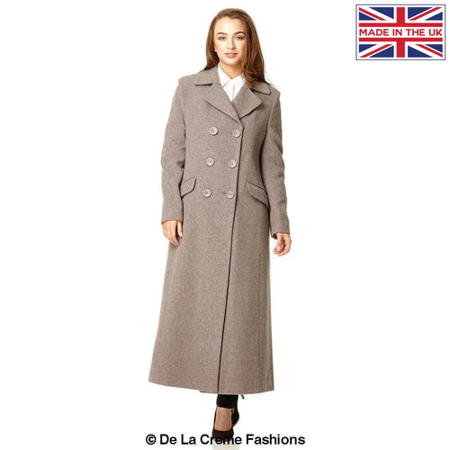 Wool Blend Double Breasted Long Coat - Great Hall Collections House