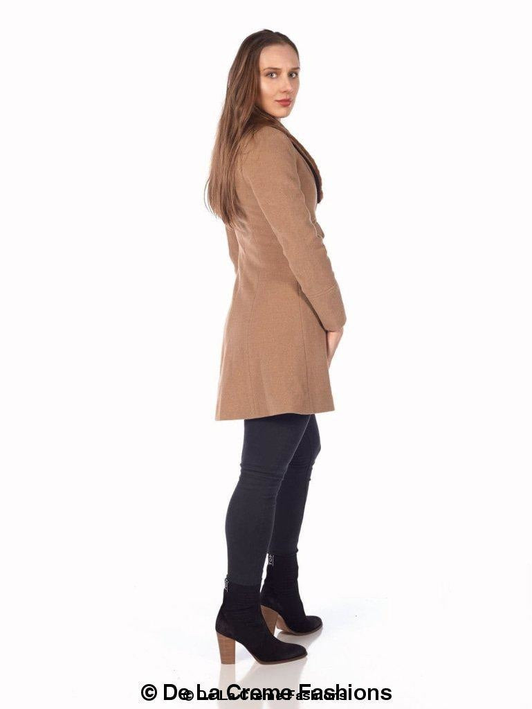 Wool Blend Faux Fur Collar Midi Coat made in UK - Great Hall Collections House