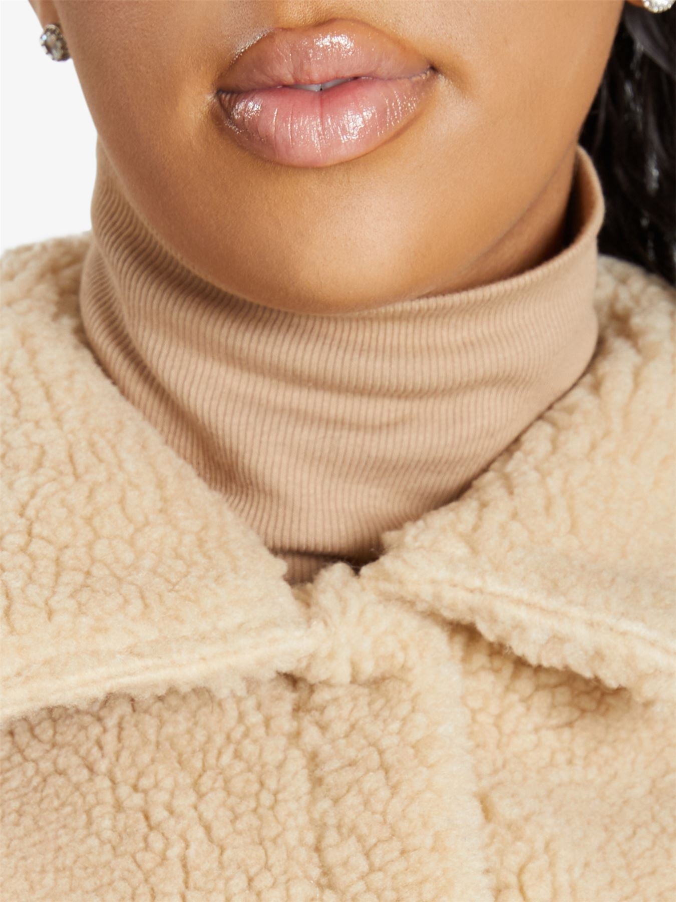 Oversized Stud Button Borg Teddy Shacket            made in UK - Great Hall Collections House