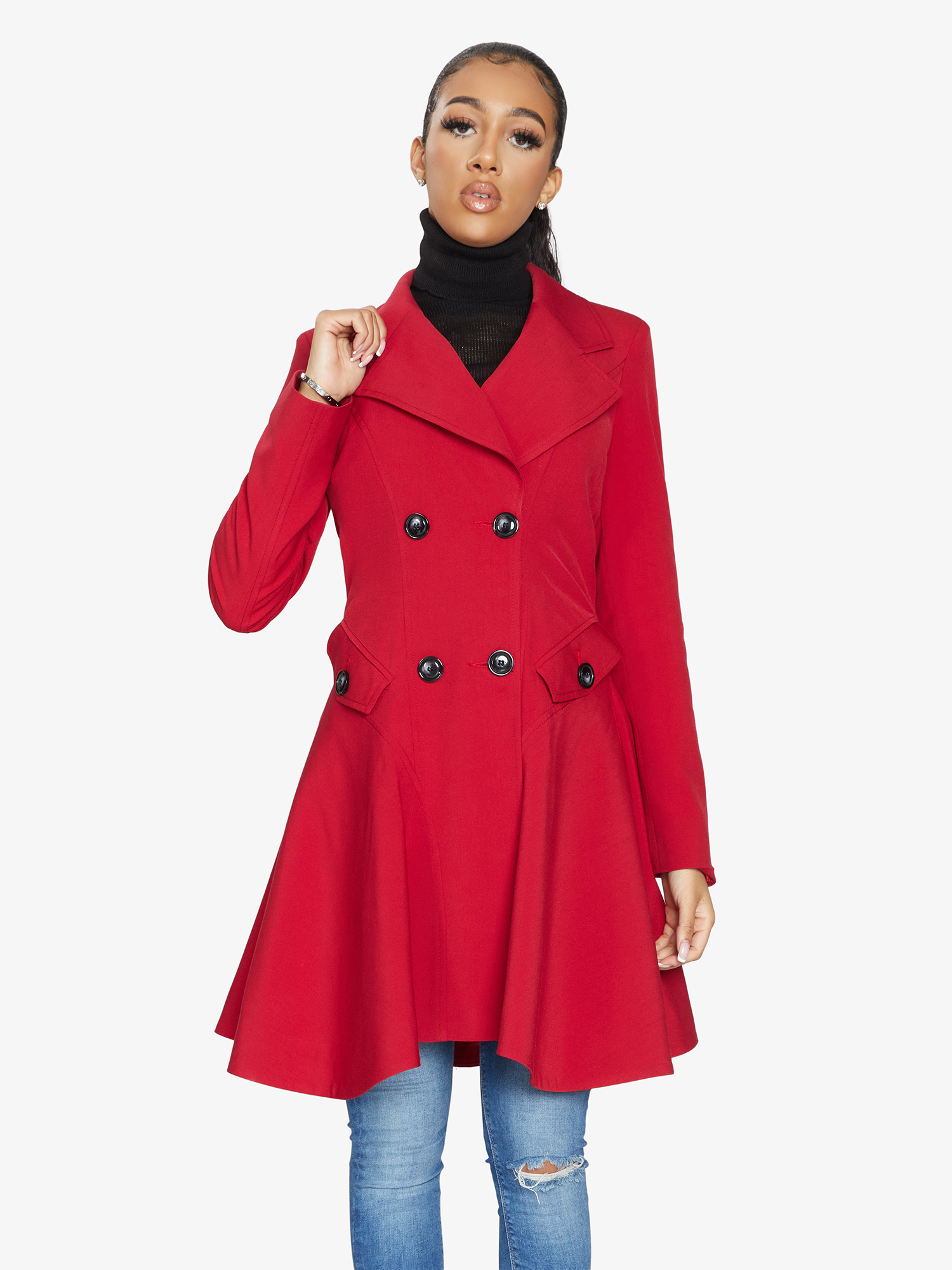 Spring/Summer Double Breasted Skater Coat (1102-SP) Made in UK - Great Hall Collections House