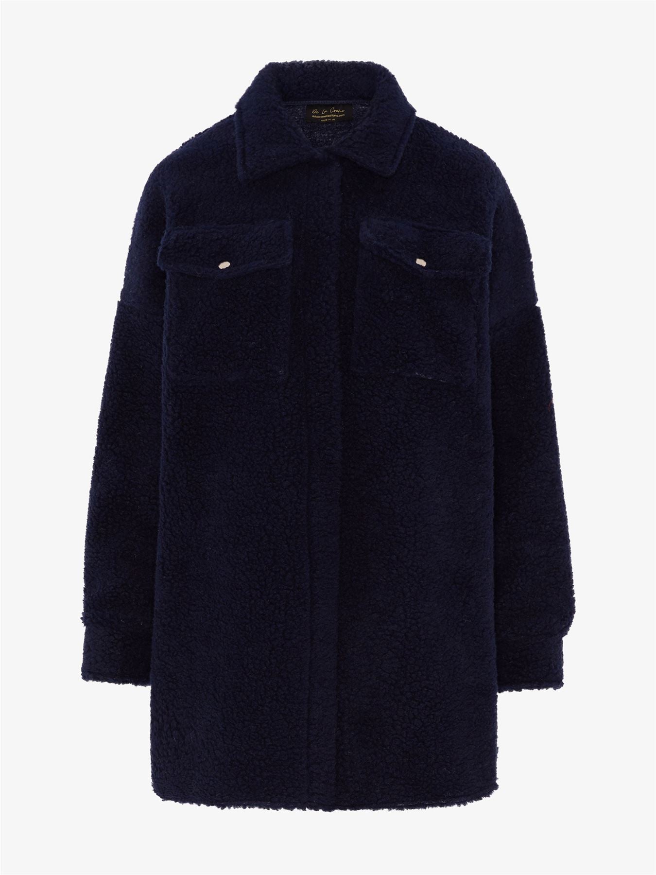 Oversized Stud Button Borg Teddy Shacket            made in UK - Great Hall Collections House