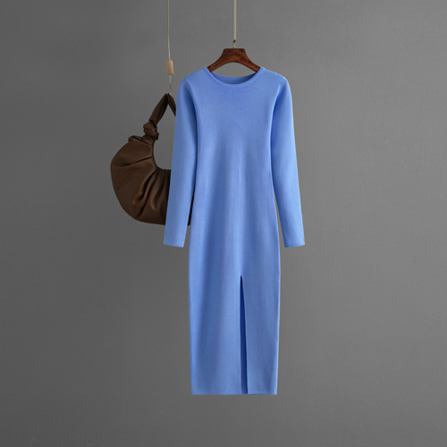 Autumn & Winter Long Sleeve Knitted Backless Round Neck Dress