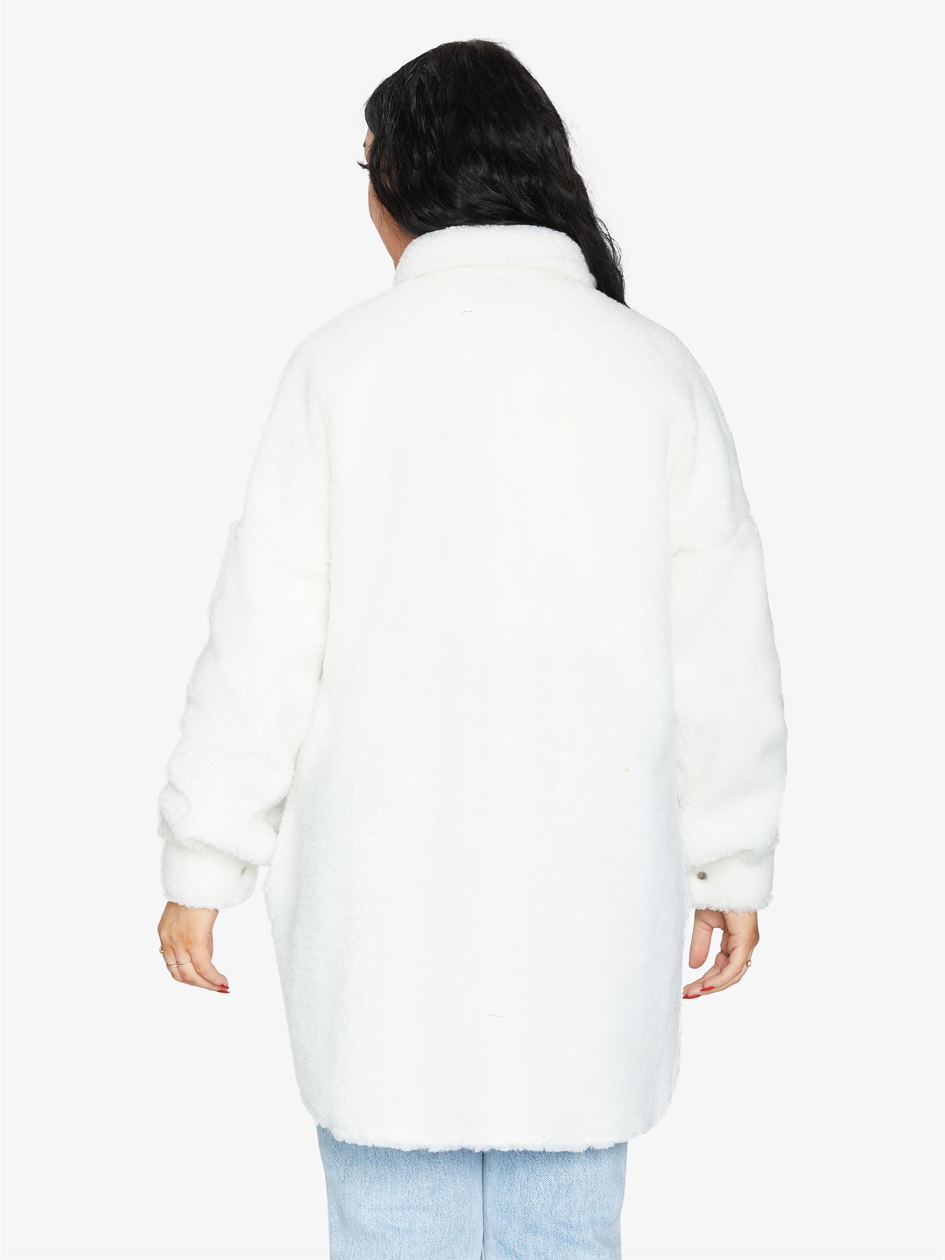 Oversized Stud Button Borg Teddy Shacket            made in UK - Great Hall Collections House