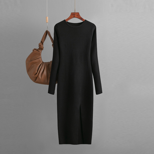 Autumn & Winter Long Sleeve Knitted Backless Round Neck Dress