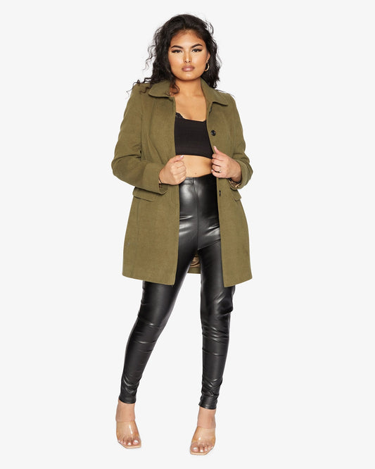 De La Creme Womens Wool Blend Hip Length Covert Coat - Great Hall Collections House