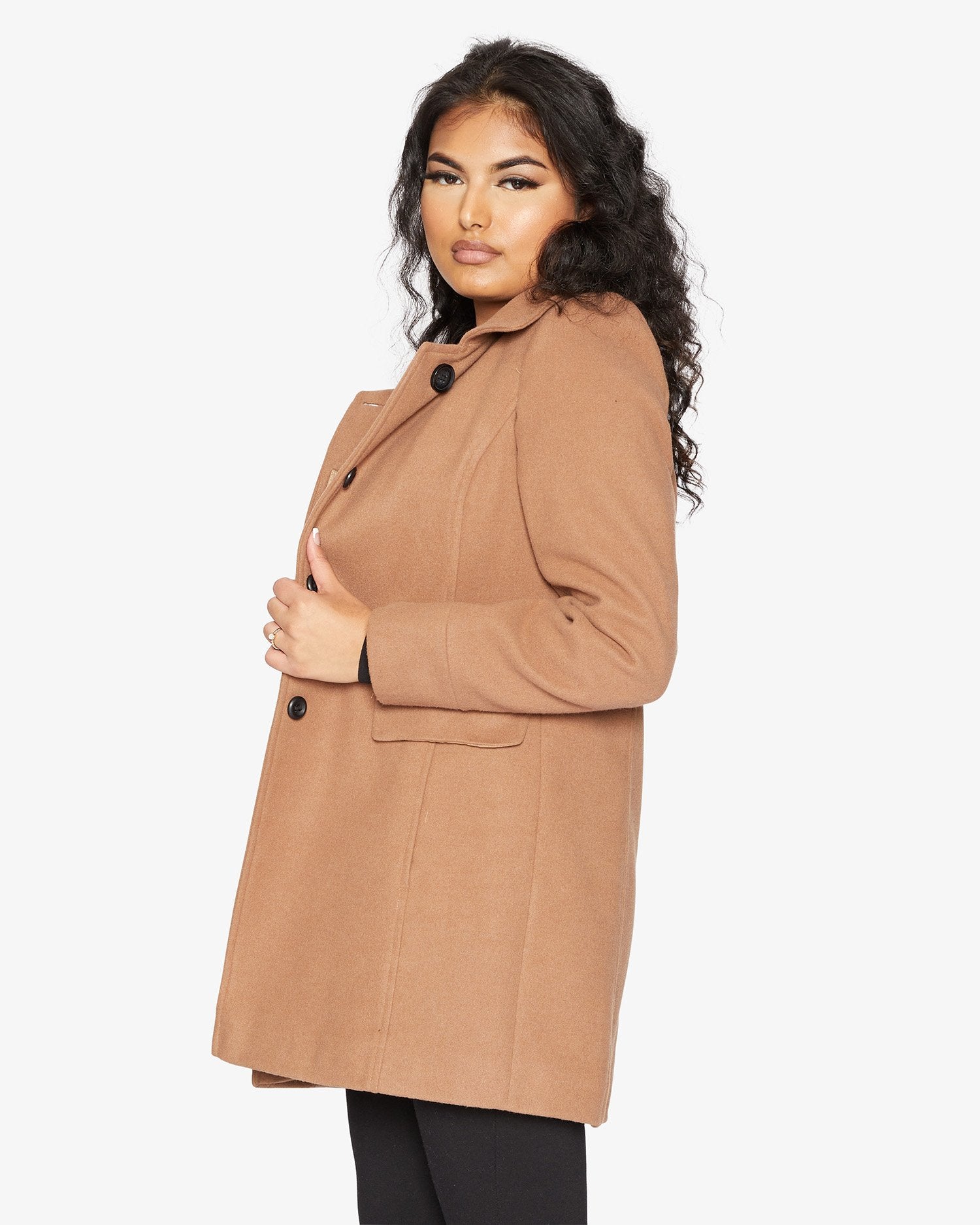 De La Creme Womens Wool Blend Hip Length Covert Coat - Great Hall Collections House