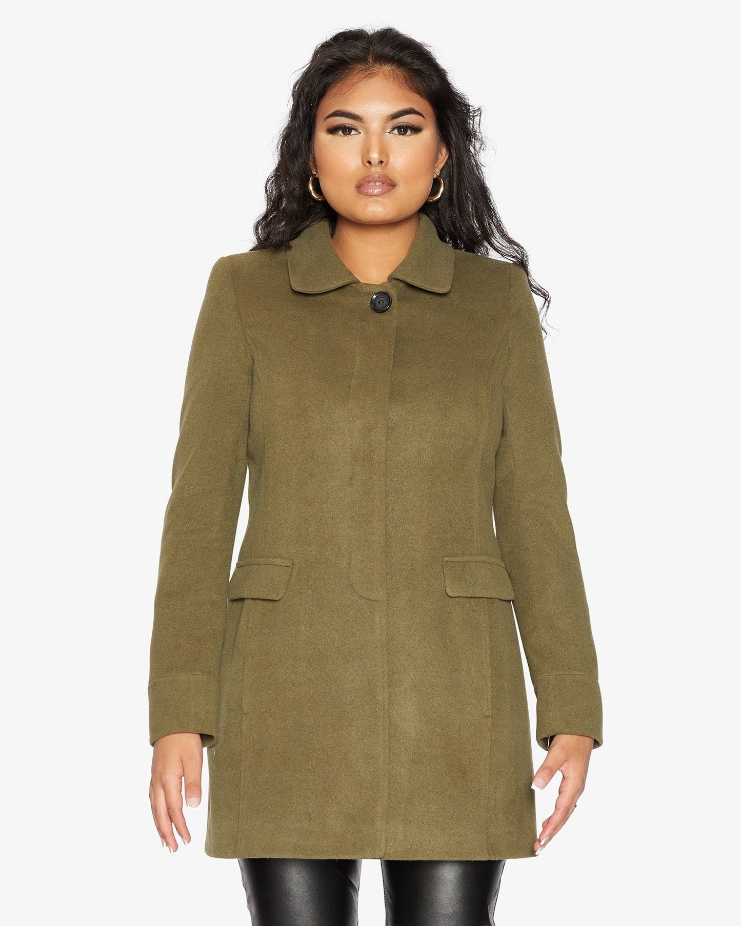 De La Creme Womens Wool Blend Hip Length Covert Coat - Great Hall Collections House