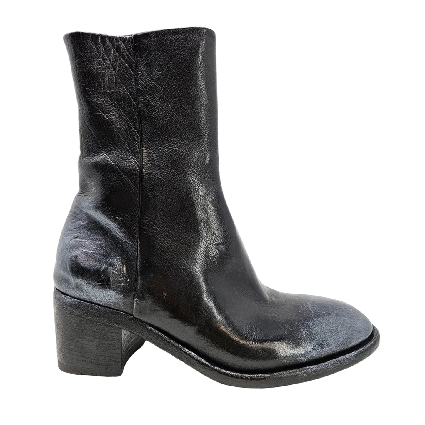 Black Hand Rubbed Ankle Boot