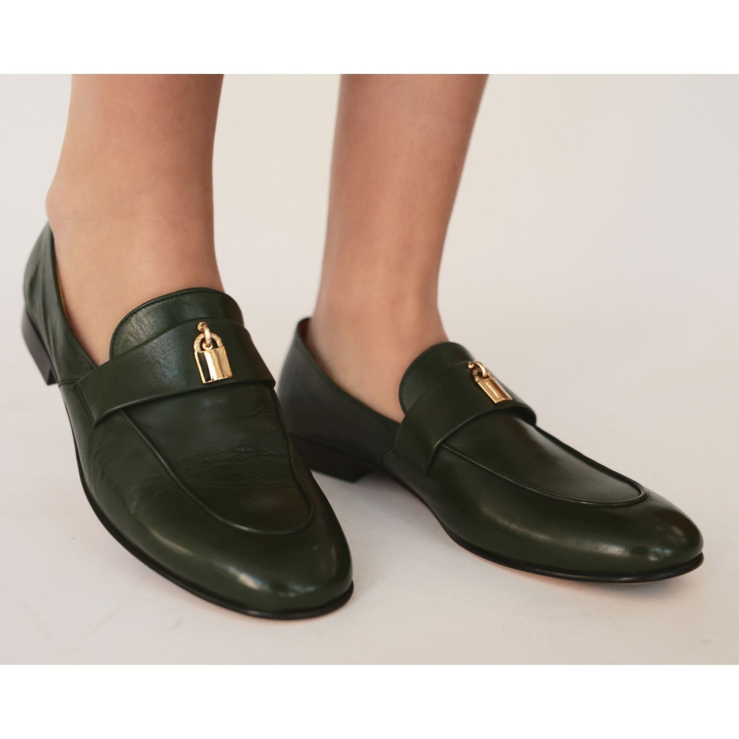 Seafoam Leather Lock Flat Loafer