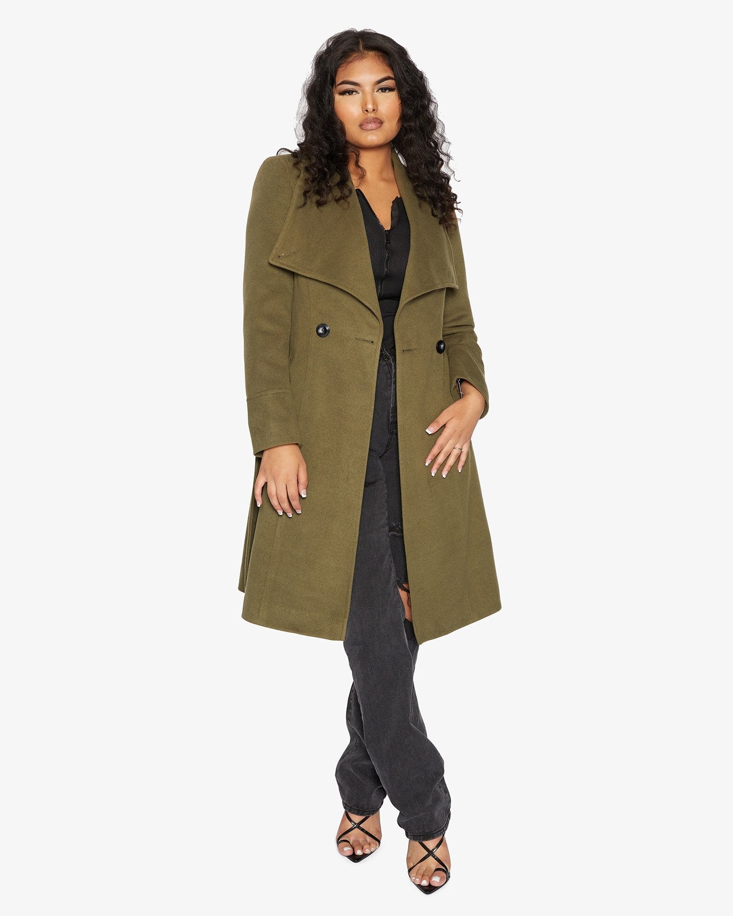 Waterfall Lapel Double Breasted Duster Coat - Great Hall Collections House
