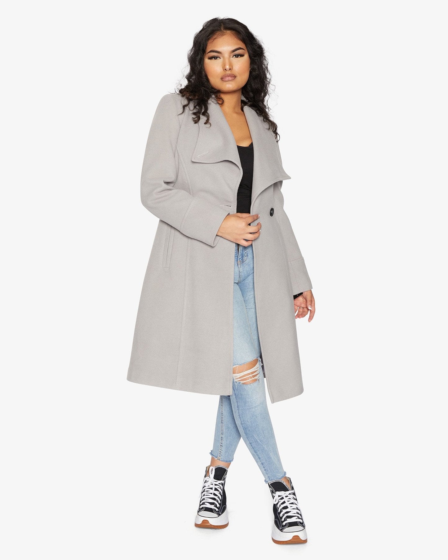 Waterfall Lapel Double Breasted Duster Coat - Great Hall Collections House