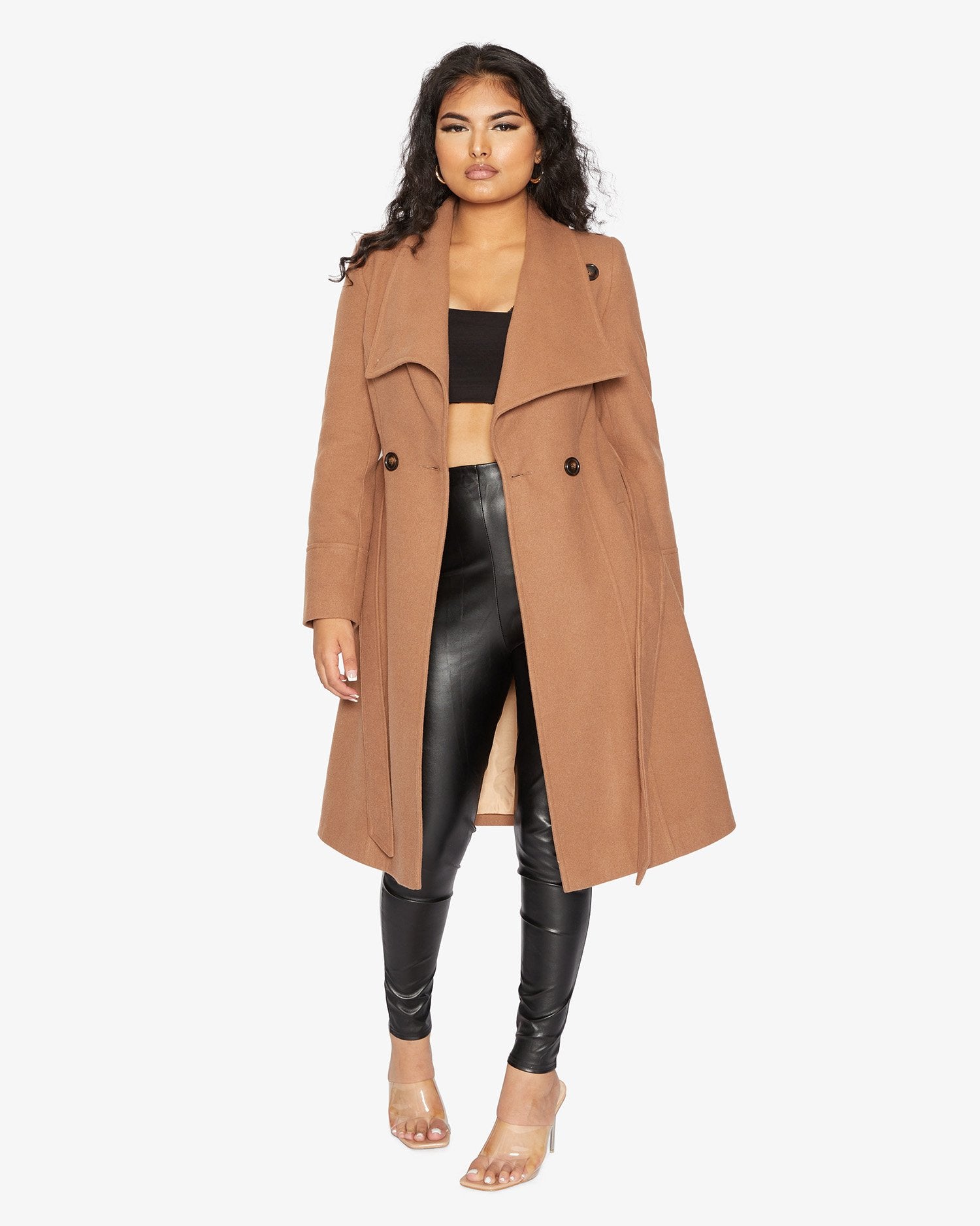 Waterfall Lapel Double Breasted Duster Coat - Great Hall Collections House