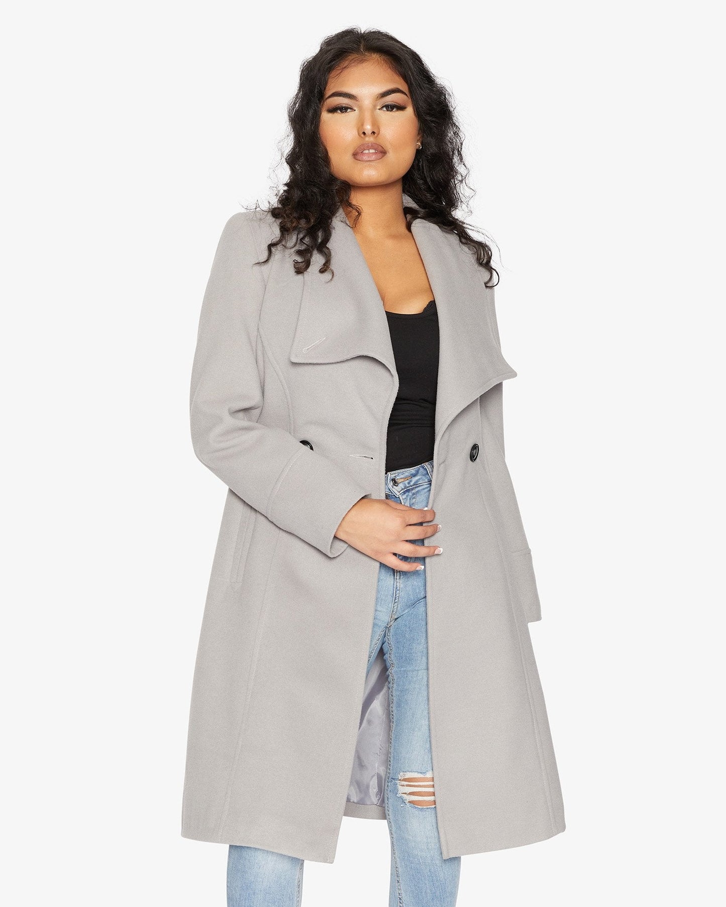 Waterfall Lapel Double Breasted Duster Coat - Great Hall Collections House